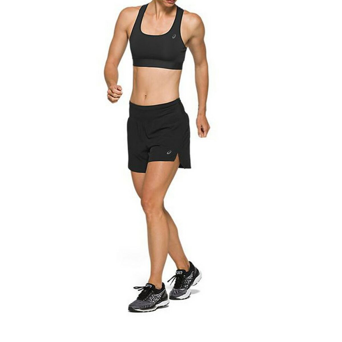 Sporty women's Asics Road 5 shorts. 5In Black-2