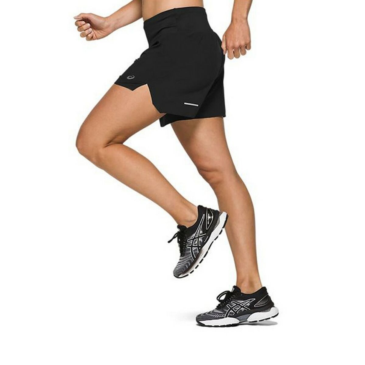 Sporty women's Asics Road 5 shorts. 5In Black-4