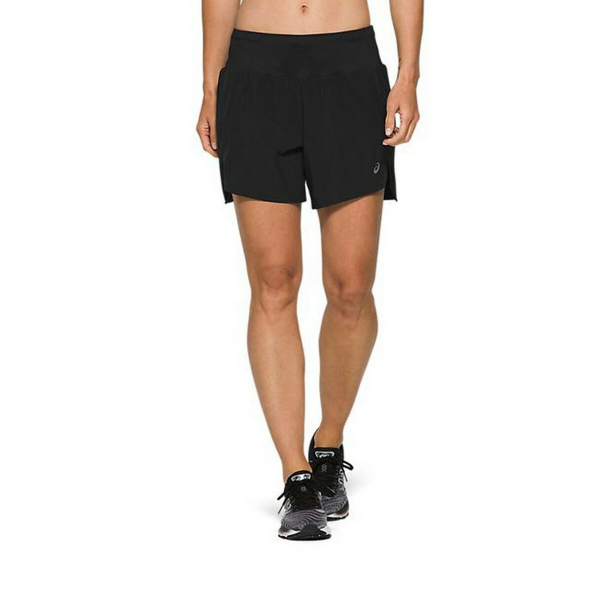 Sporty women's Asics Road 5 shorts. 5In Black-5
