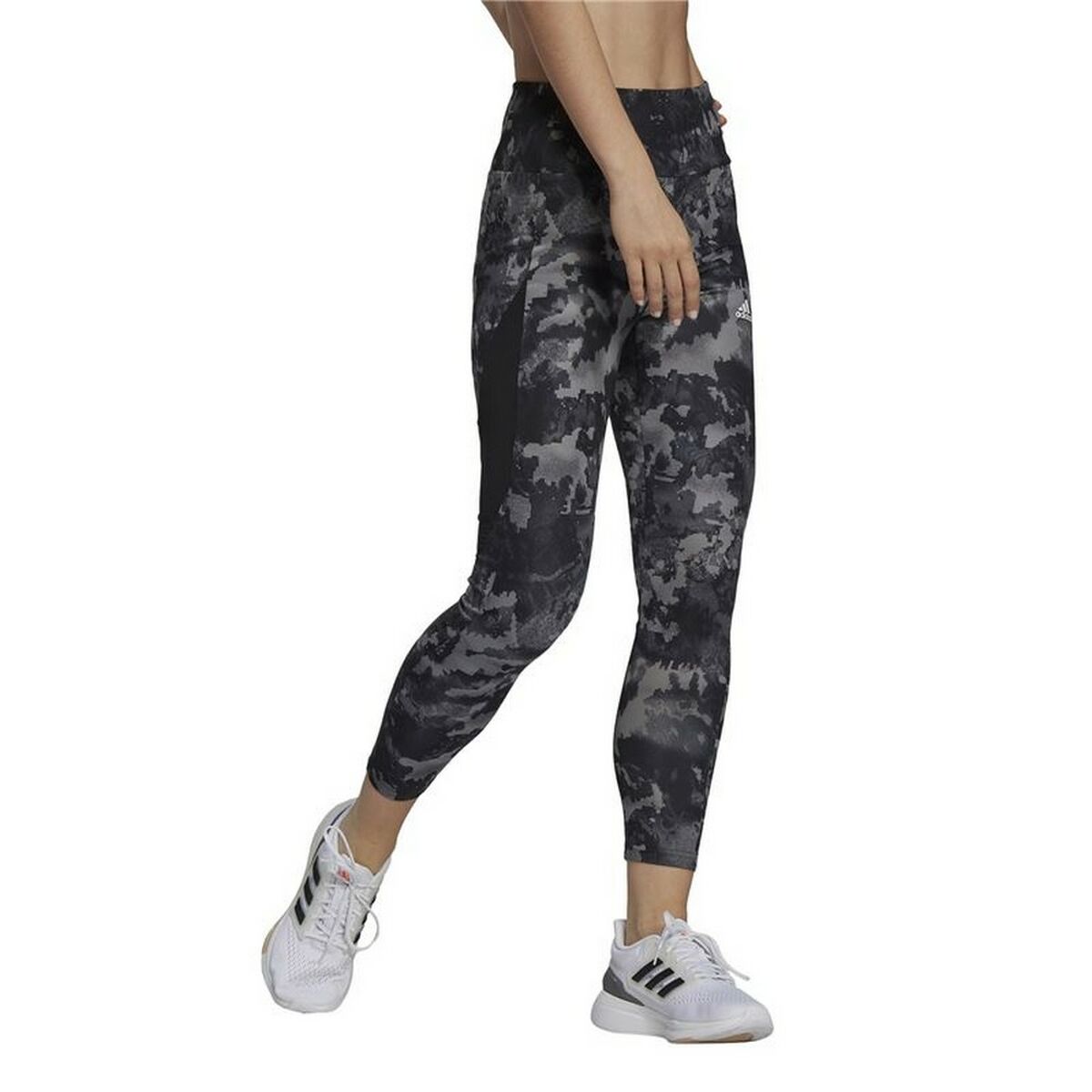 Женские спортивные колготки Adidas D2M Print High-Rise Чёрный-2