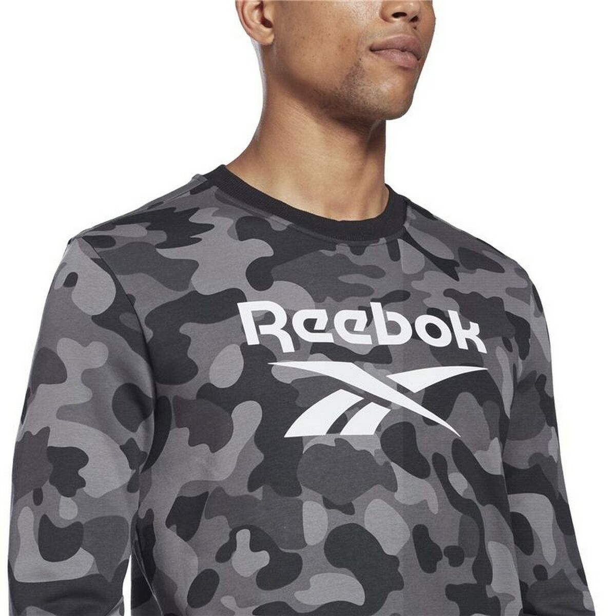 Толстовка без капюшона мужская Reebok Camo Чёрный-3