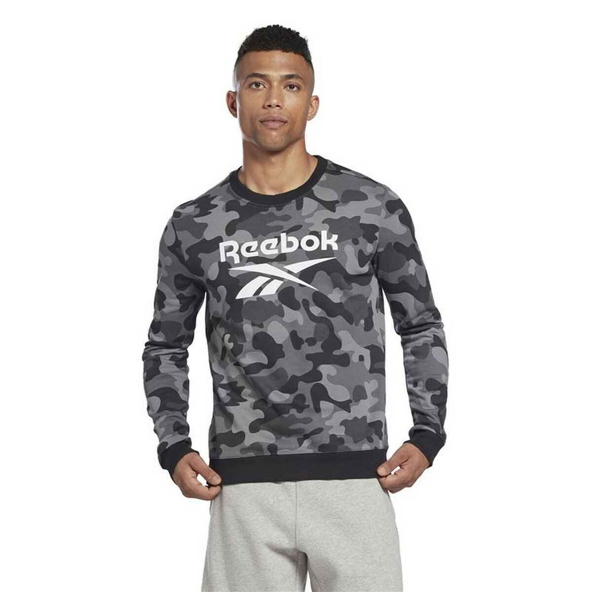 Толстовка без капюшона мужская Reebok Camo Чёрный-6