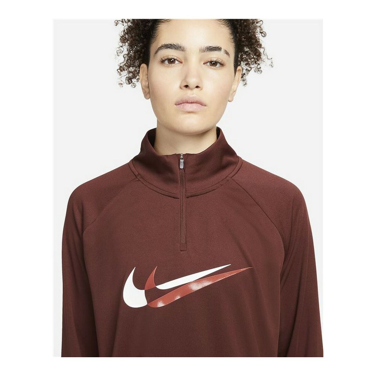 Женская рубашка с длинным рукавом Nike Dri-FIT Swoosh Run Коричневый-3