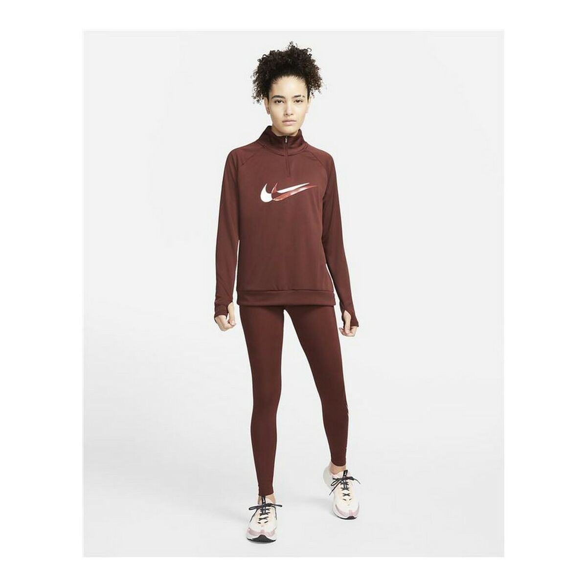 Женская рубашка с длинным рукавом Nike Dri-FIT Swoosh Run Коричневый-6