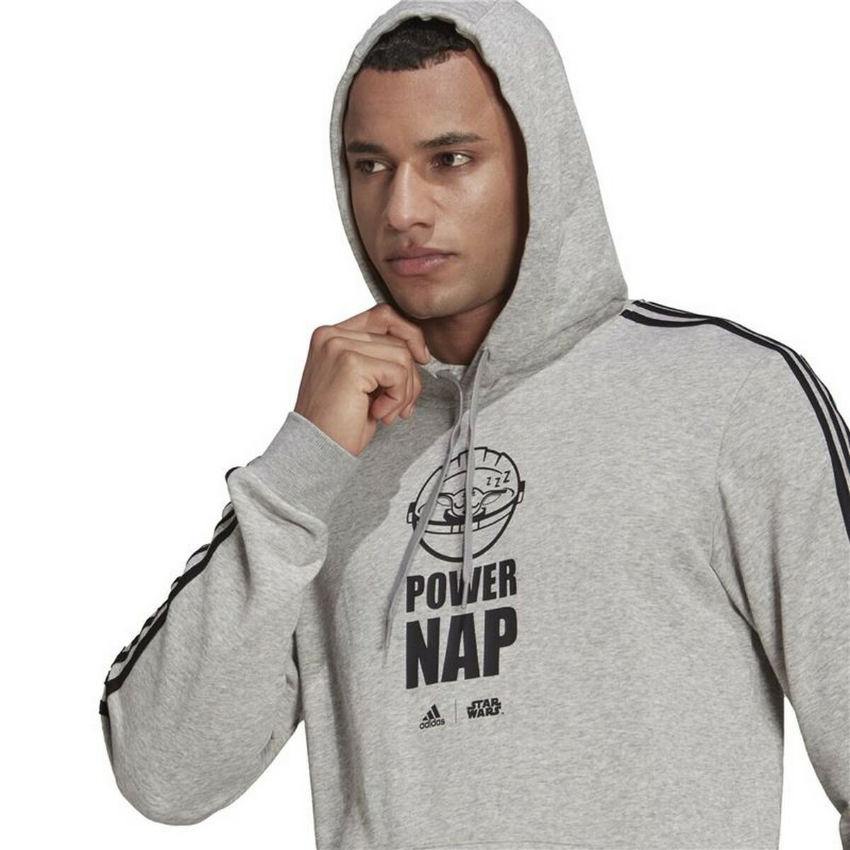 Adidas X Star Wars Men's Hoodie: The Mandalorian Light Grey-3