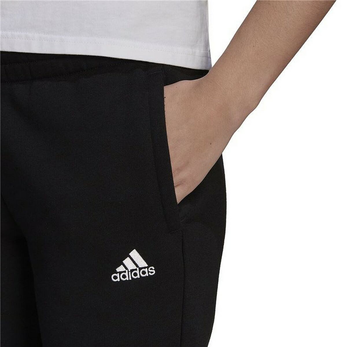 Adidas Essentials Fleece Logo Long Sweatpants Black Woman-3