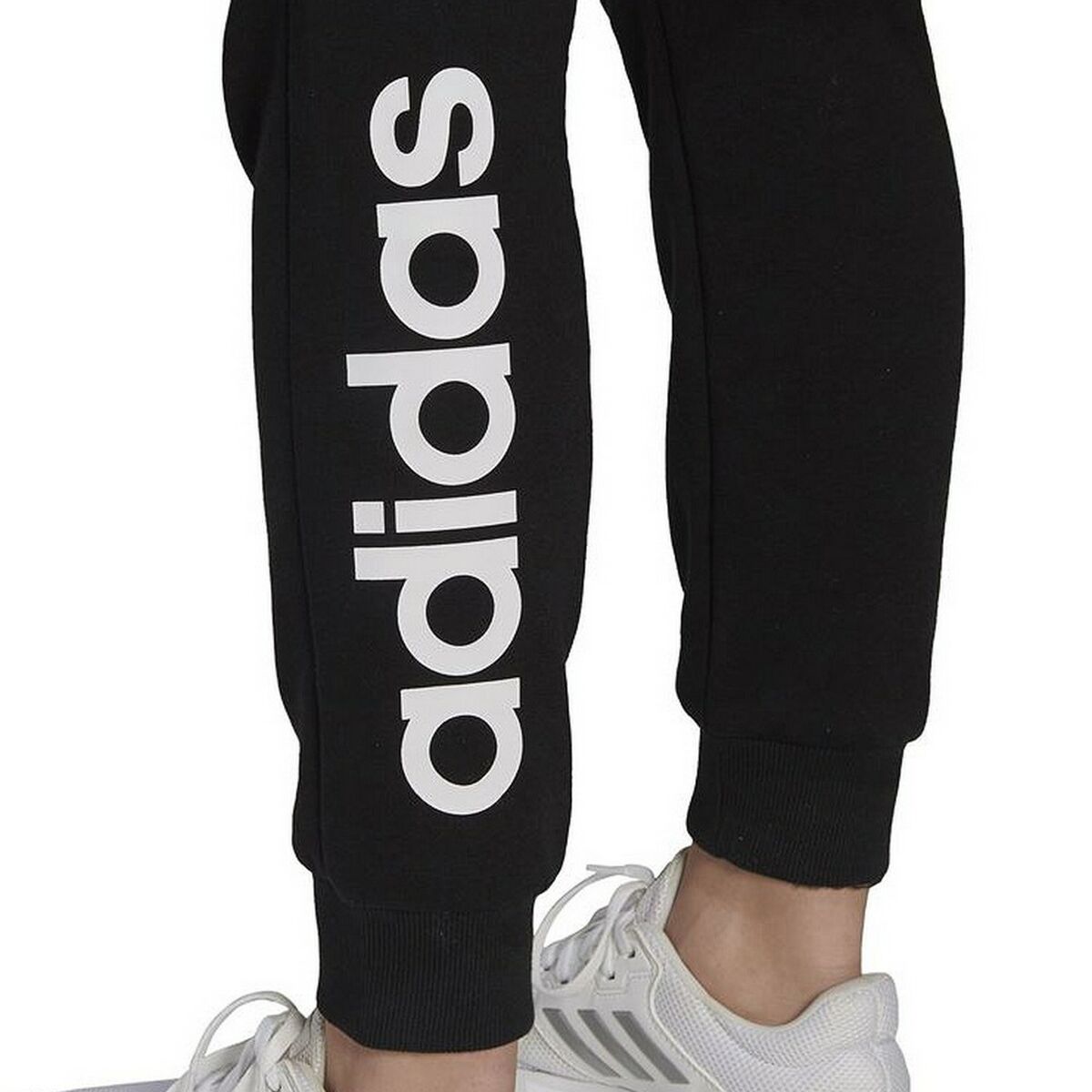 Adidas Essentials Fleece Logo Long Sweatpants Black Woman-2
