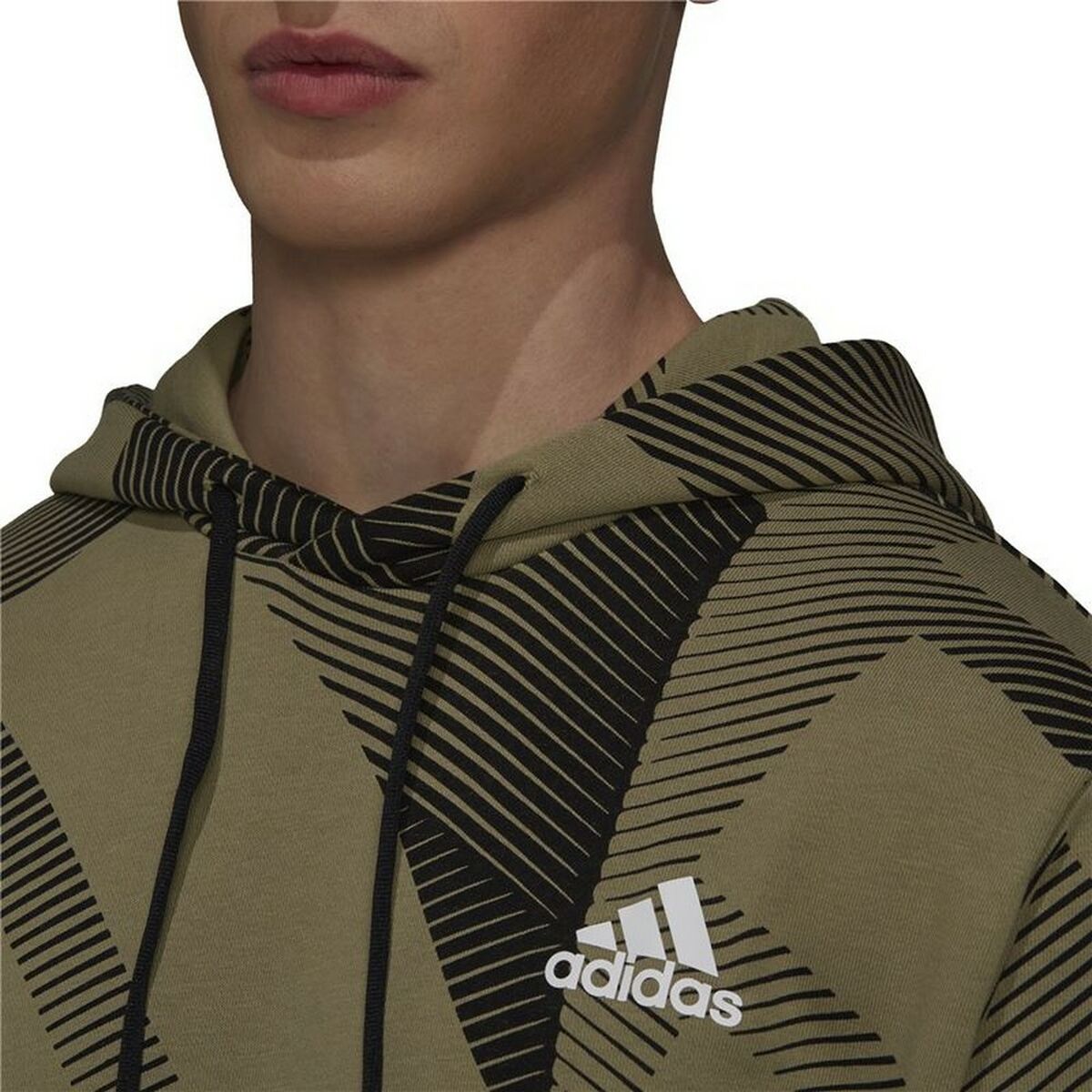 Kapüşonlu Erkek Adidas Grafik M Haki-5