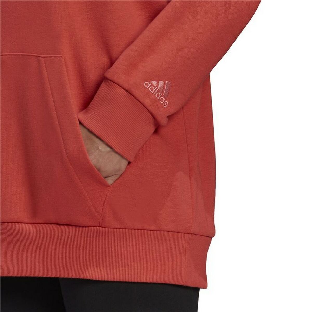 Kadın Adidas Essentials Logo Hoodie Kırmızı-6