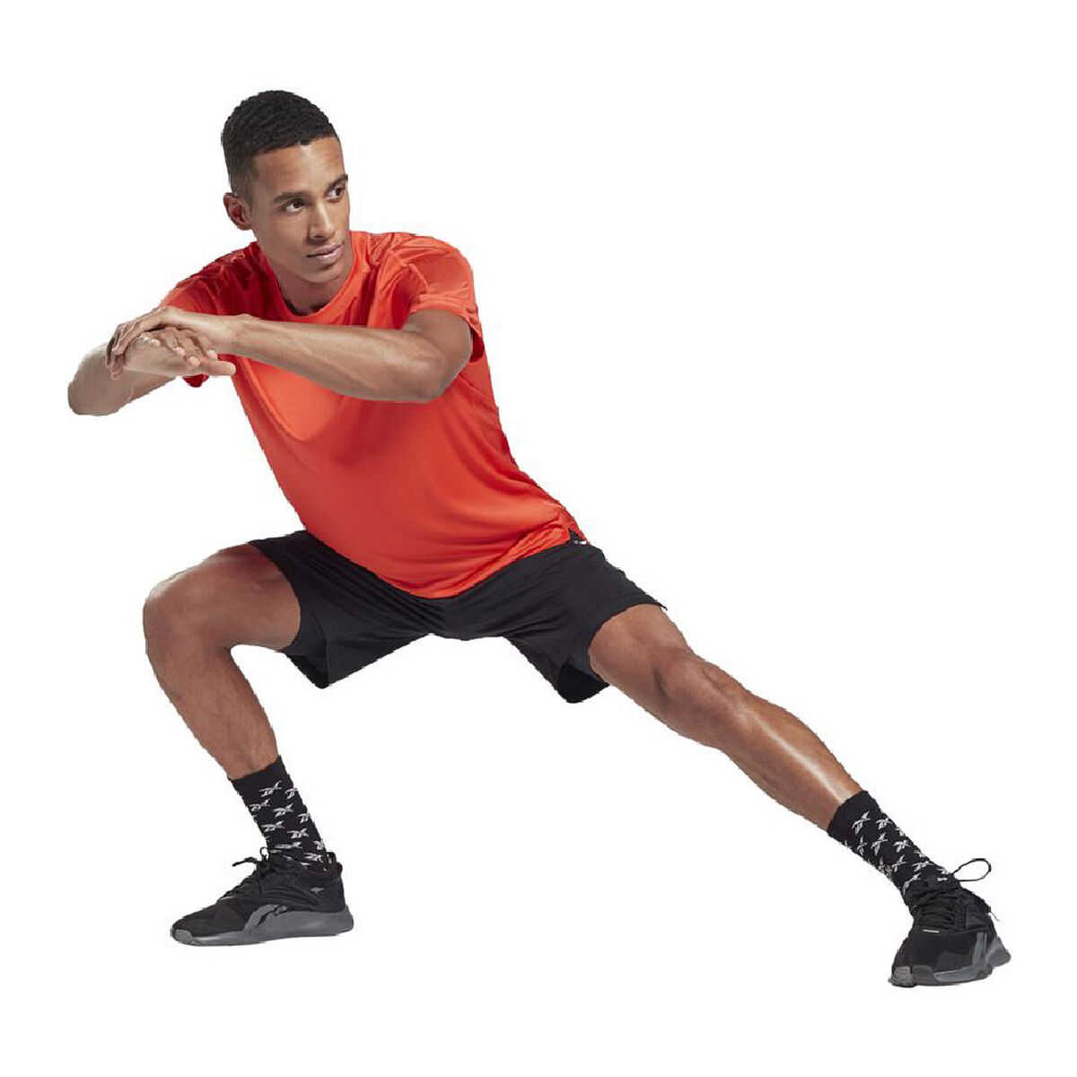 Men's Reebok Workout Ready Tech Orange Short Sleeve T-Shirt-4