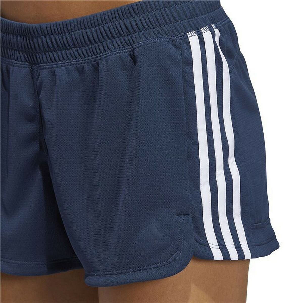 运动女性短裤Adidas Knit Pacer 3条纹深蓝色女人-5