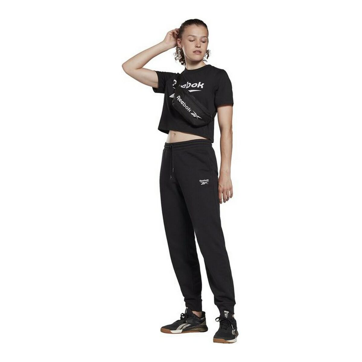 短袖女子Reebok Cropped Identity Black T恤-2