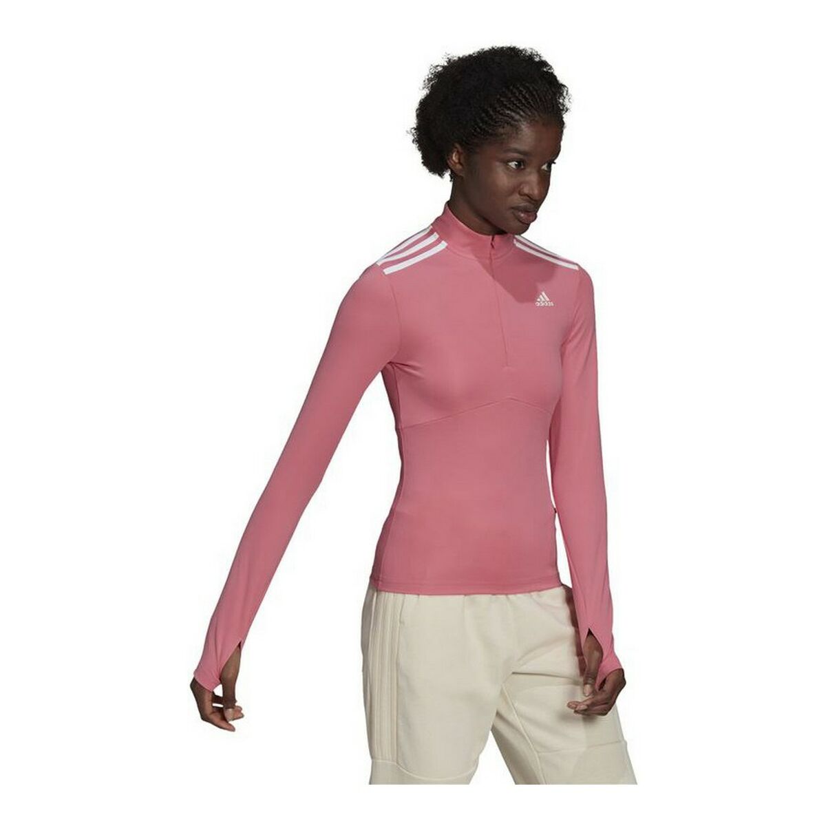 Women's Adidas 3/4 Hyperglam W Long Sleeve T-Shirt Pink-4