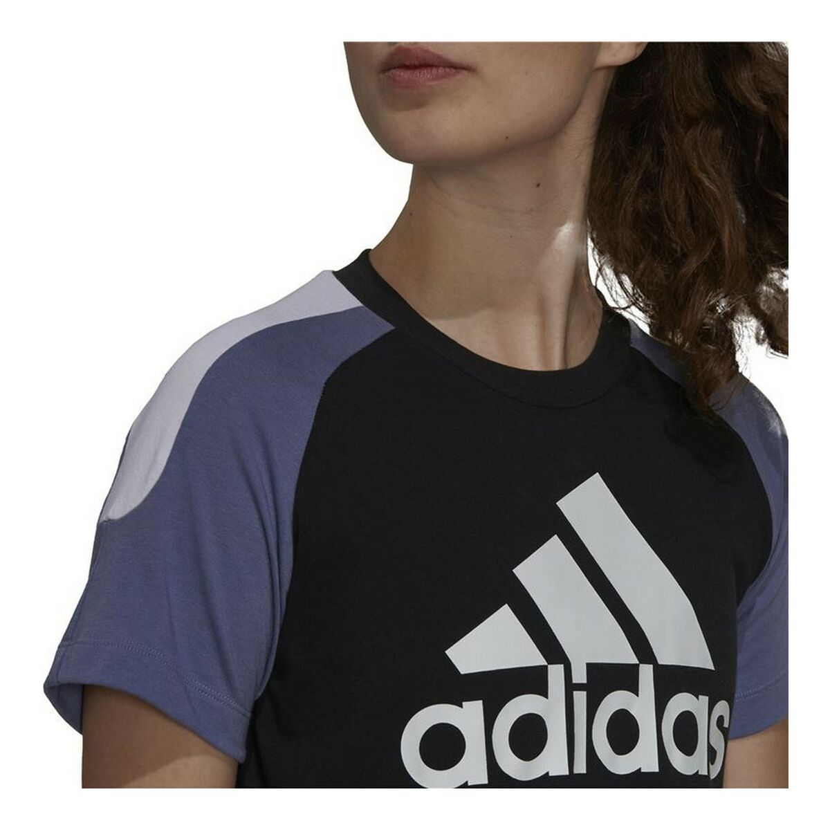 Women's Adidas Sportswear Colorblock Short Sleeve T-Shirt Black-3