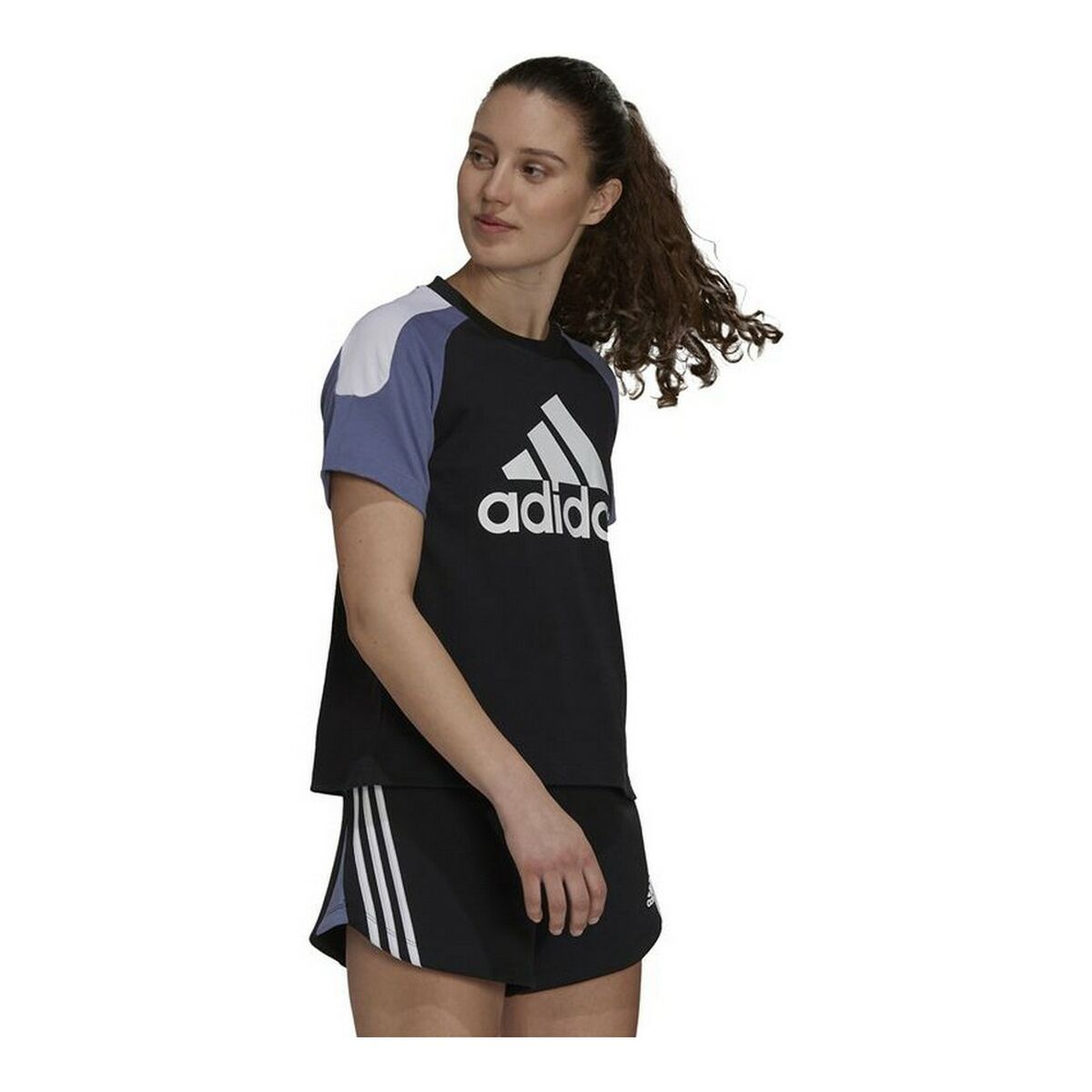 Women's Adidas Sportswear Colorblock Short Sleeve T-Shirt Black-4
