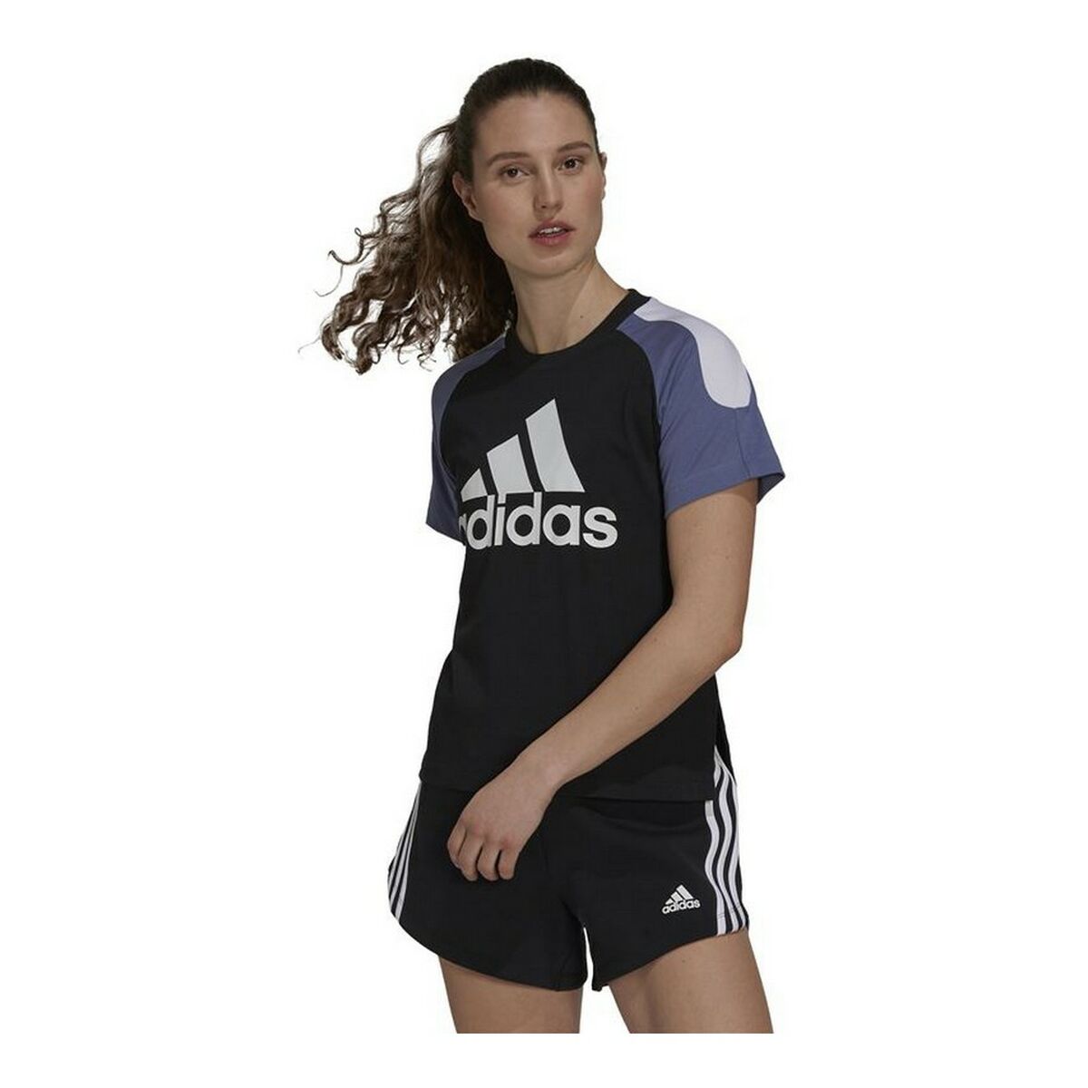 Women's Adidas Sportswear Colorblock Short Sleeve T-Shirt Black-6