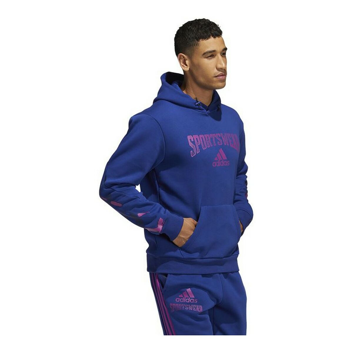 Erkek Adidas Ters Retro Gelecek Simgeler Hoodie Mavi-4