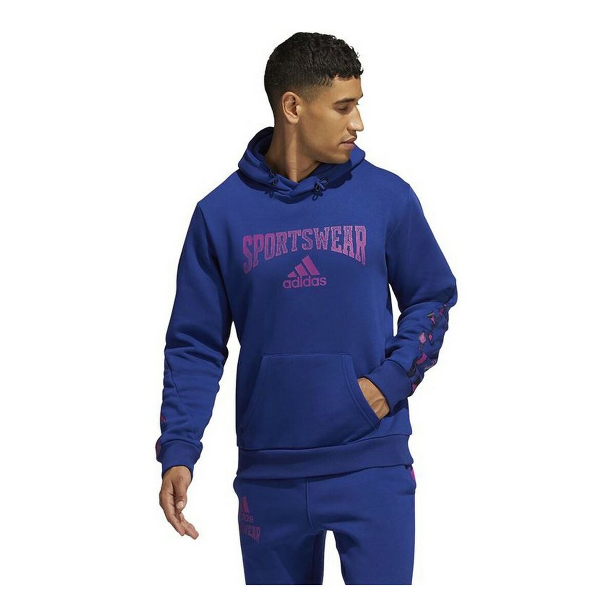 Erkek Adidas Ters Retro Gelecek Simgeler Hoodie Mavi-6