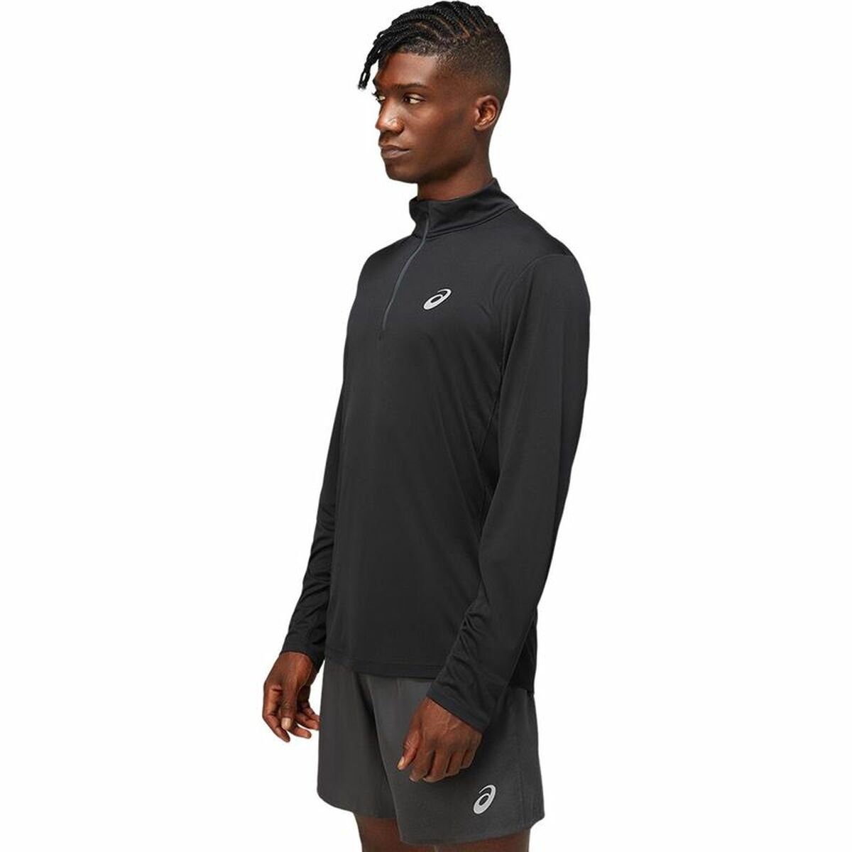 Men's Asics Core 1/2 Long Sleeve T-Shirt Black Zipped-2