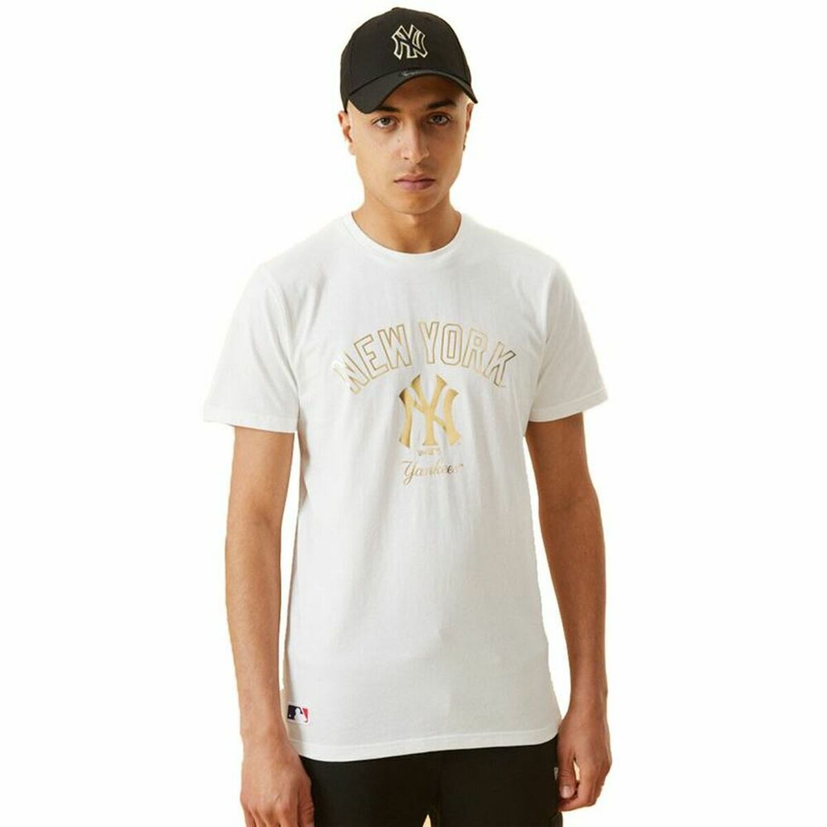 Maglietta a manica corta maschile New Era MLB Metallic Grapich Print Bianco