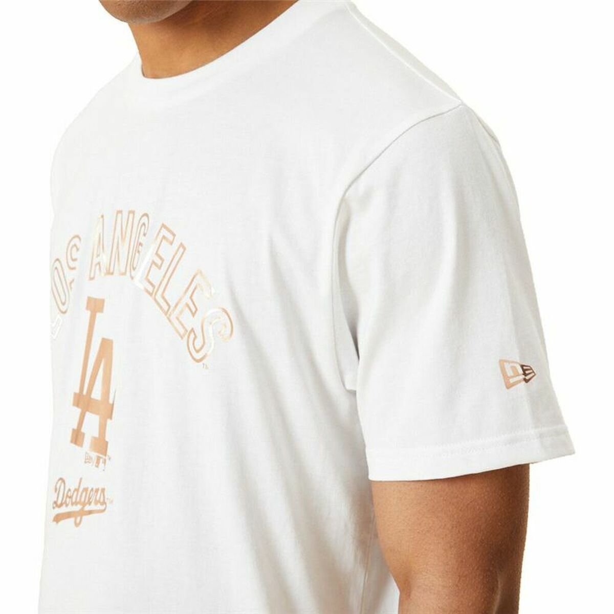 Men's New Era MLB Metallic Grapich Print Dodger T-Shirt White-6