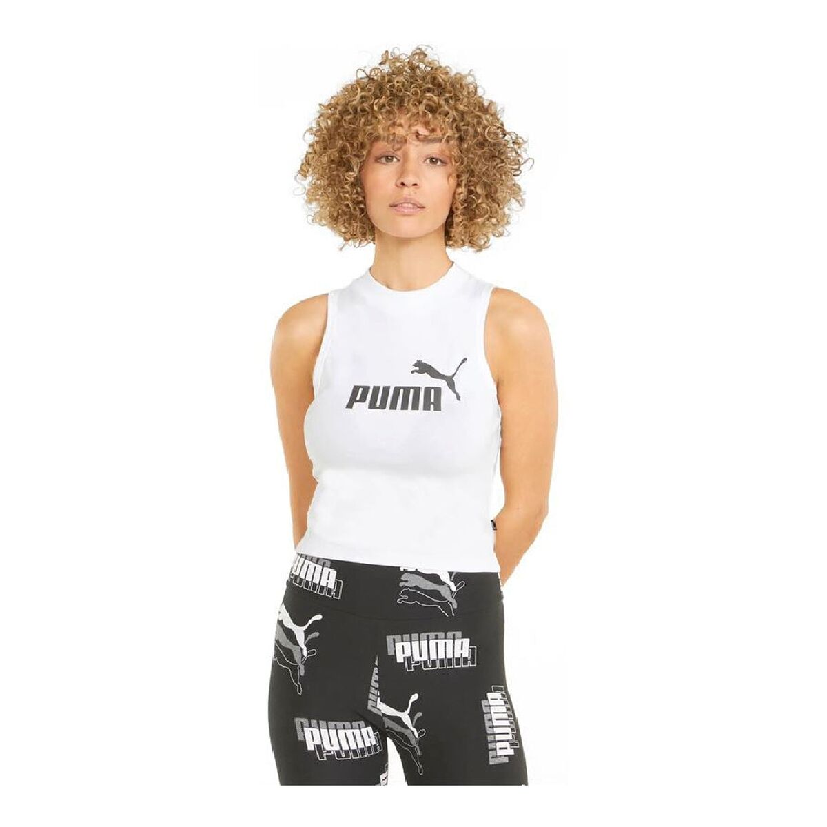 女子运动顶部Puma Essentials High Neck白色-3