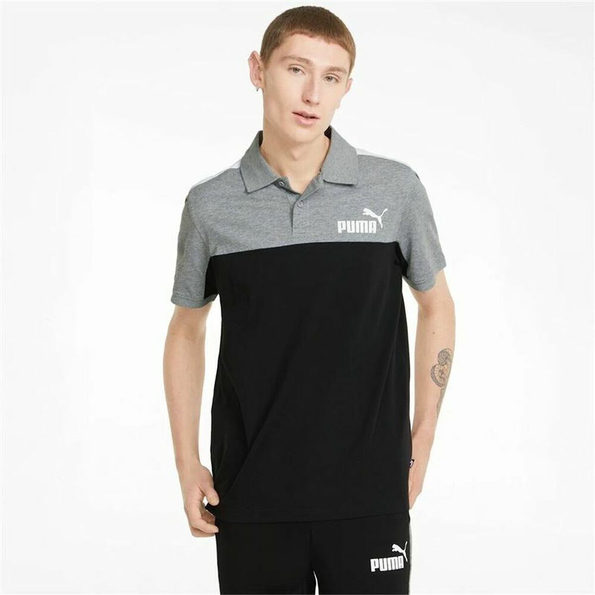 Men's Puma Essentials + Block M Short Sleeve T-Shirt-4