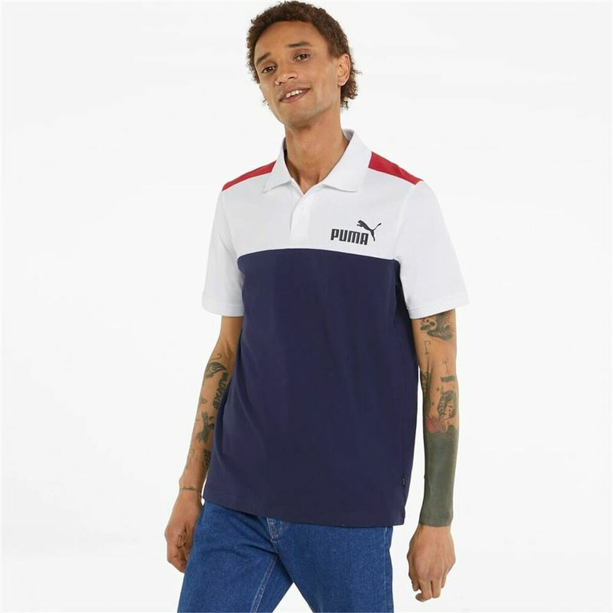 Men's Puma Essentials + Block M Short Sleeve T-Shirt-3