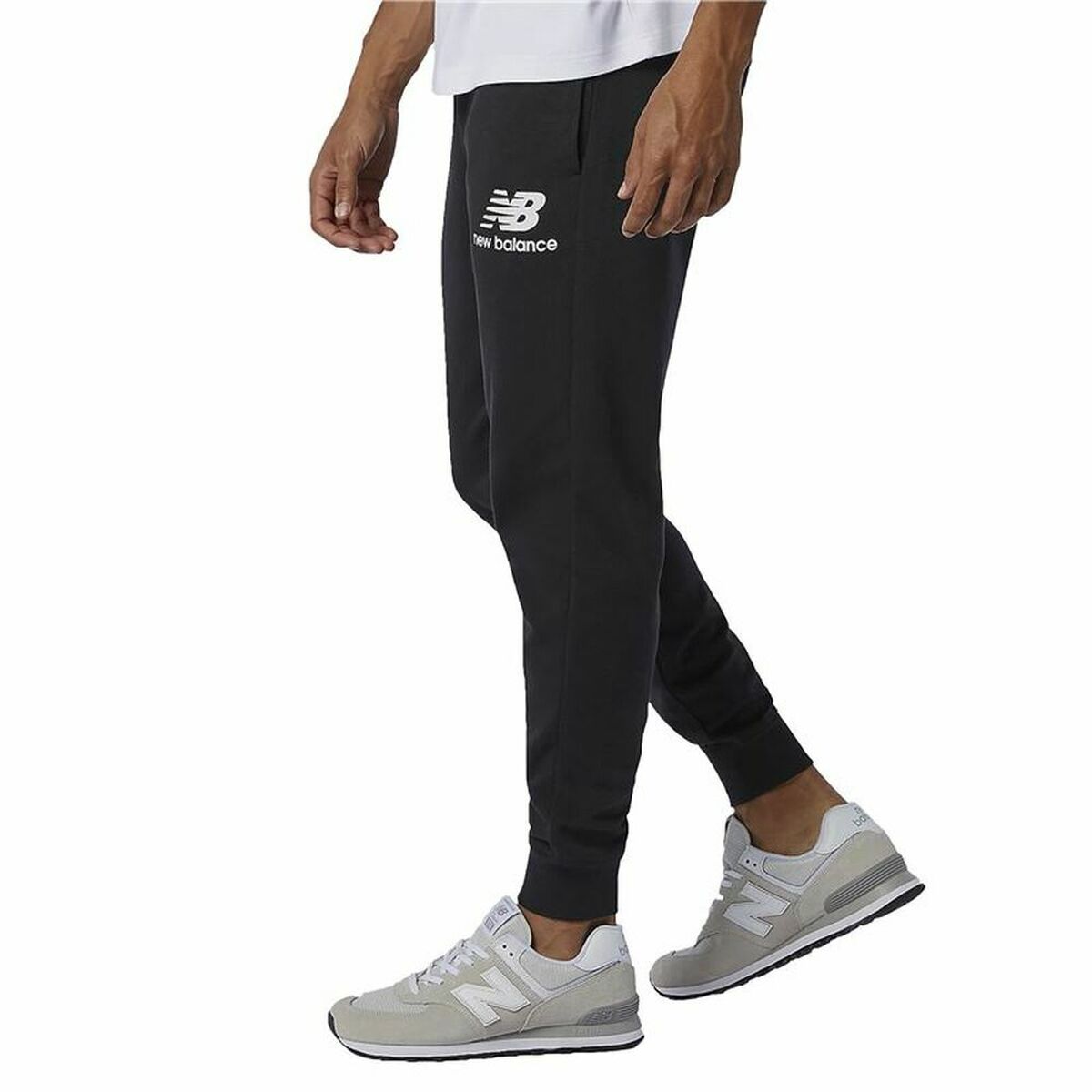 New Balance Essentials Stacked Logo Black Men's Long Sweatpants-5