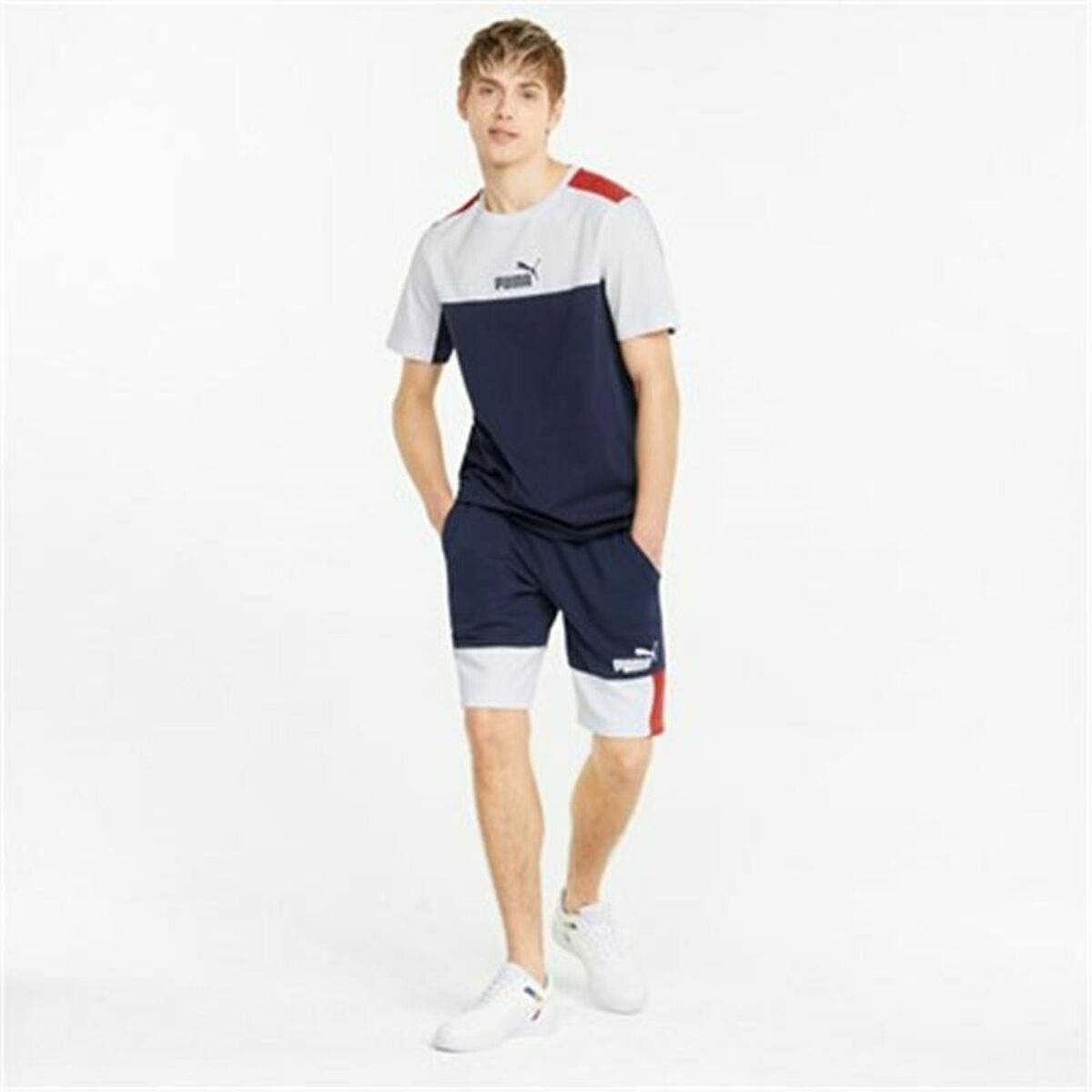 Puma Essentials + Block Sports Men's Shorts Navy-7