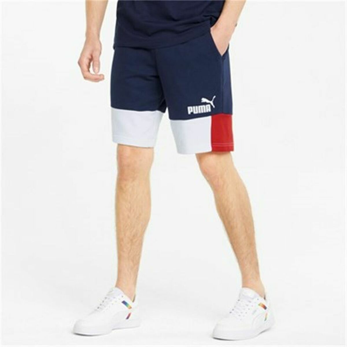 Puma Essentials + Block Sports Men's Shorts Navy-4