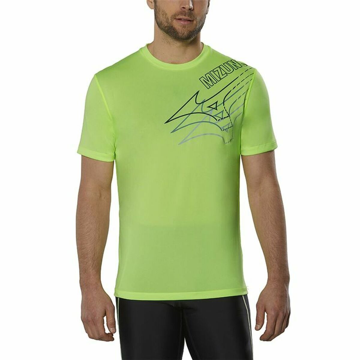 تي شيرت Mizuno Core Tee Lime Green Short Shirt Shirt-3