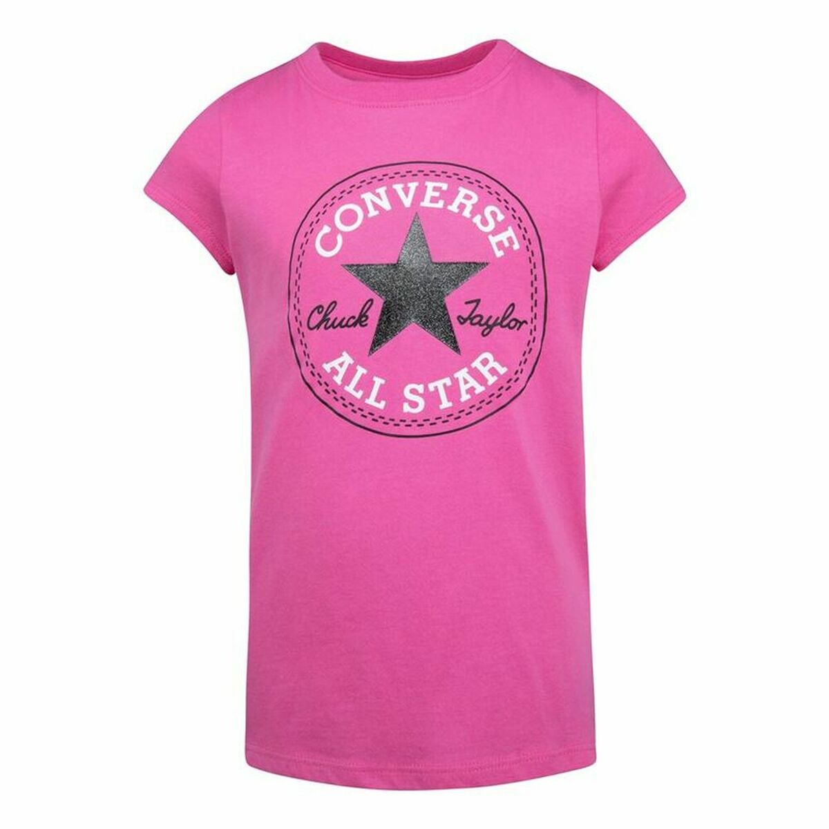 Kinder T-Shirt mit kurzem Ärmel Converse Timeless Chuck Patch Fuchsia