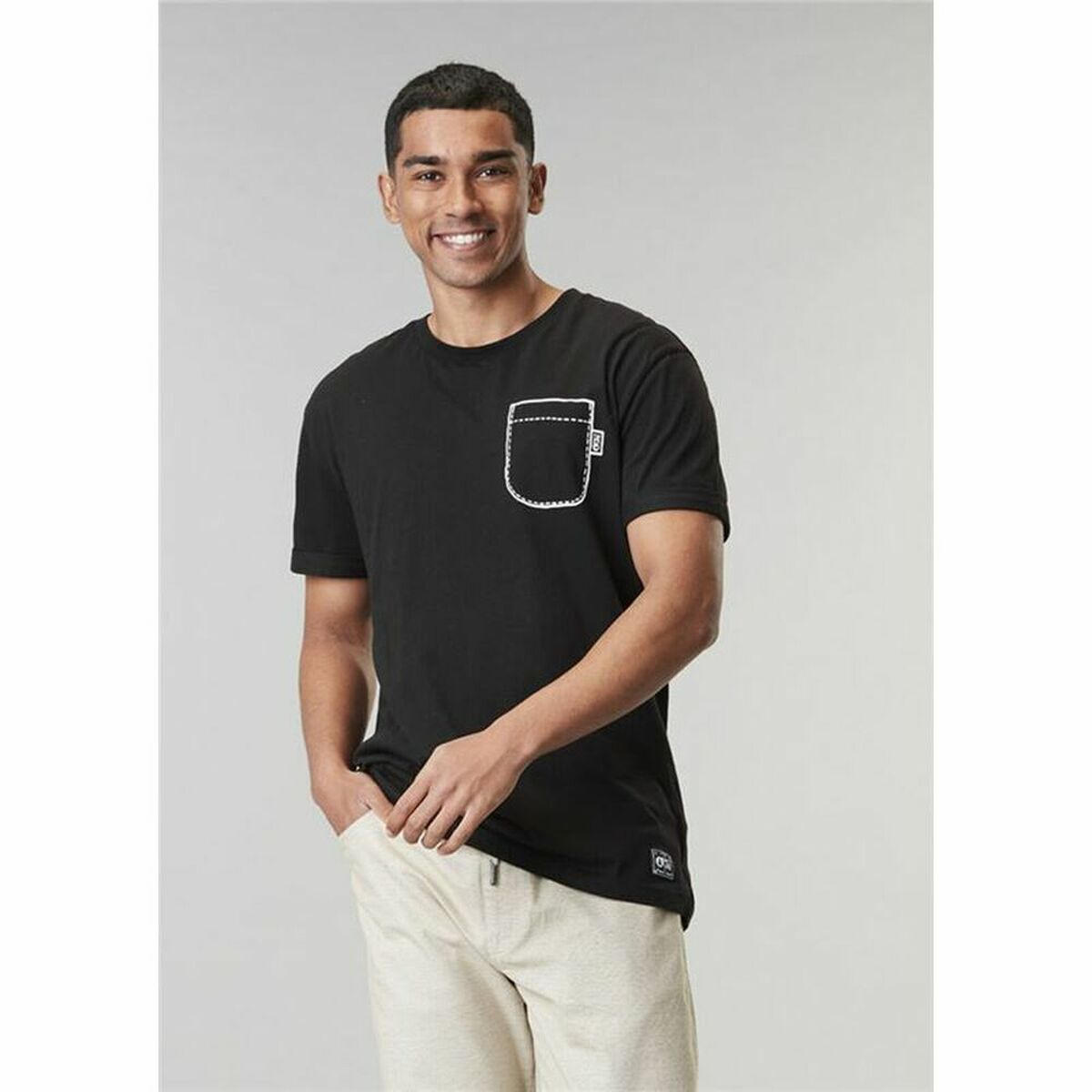 Men's Short Sleeve T-Shirt Picture Deelwi Black-3