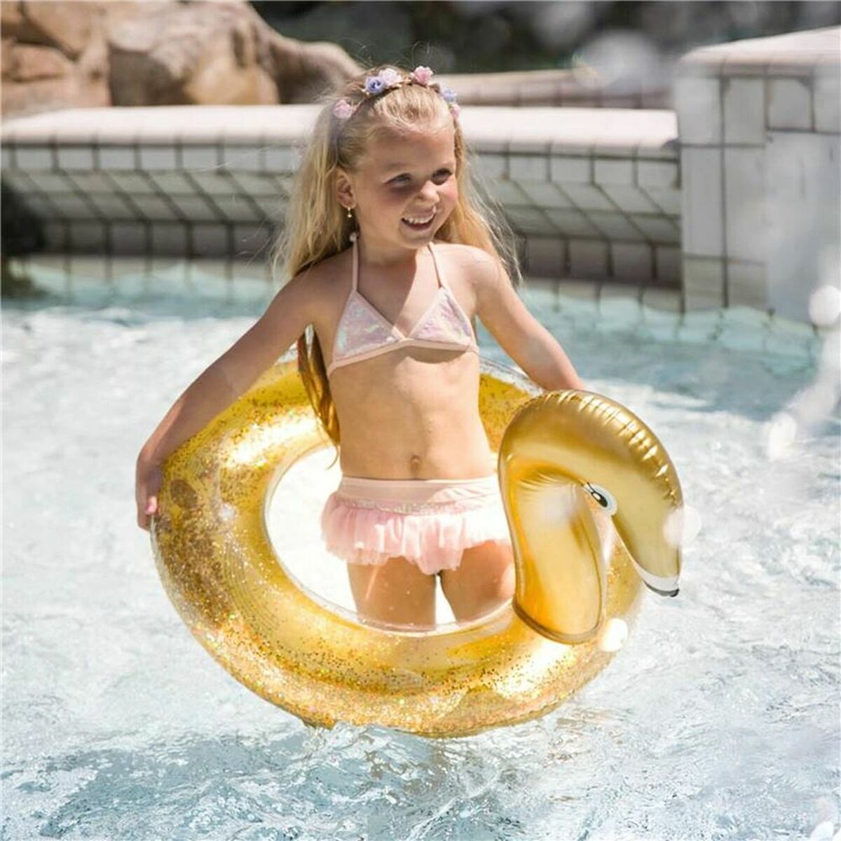 Надувной круг Swim Essentials Swan Glitter-3