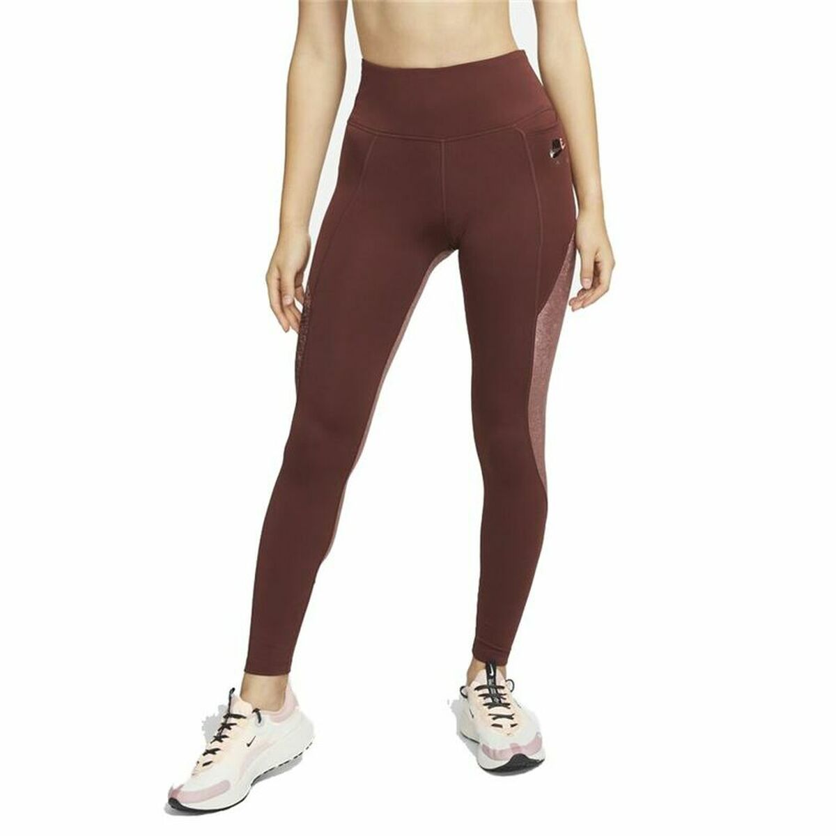 Collant sport femminile Nike Air Dri-FIT Fast Marrone