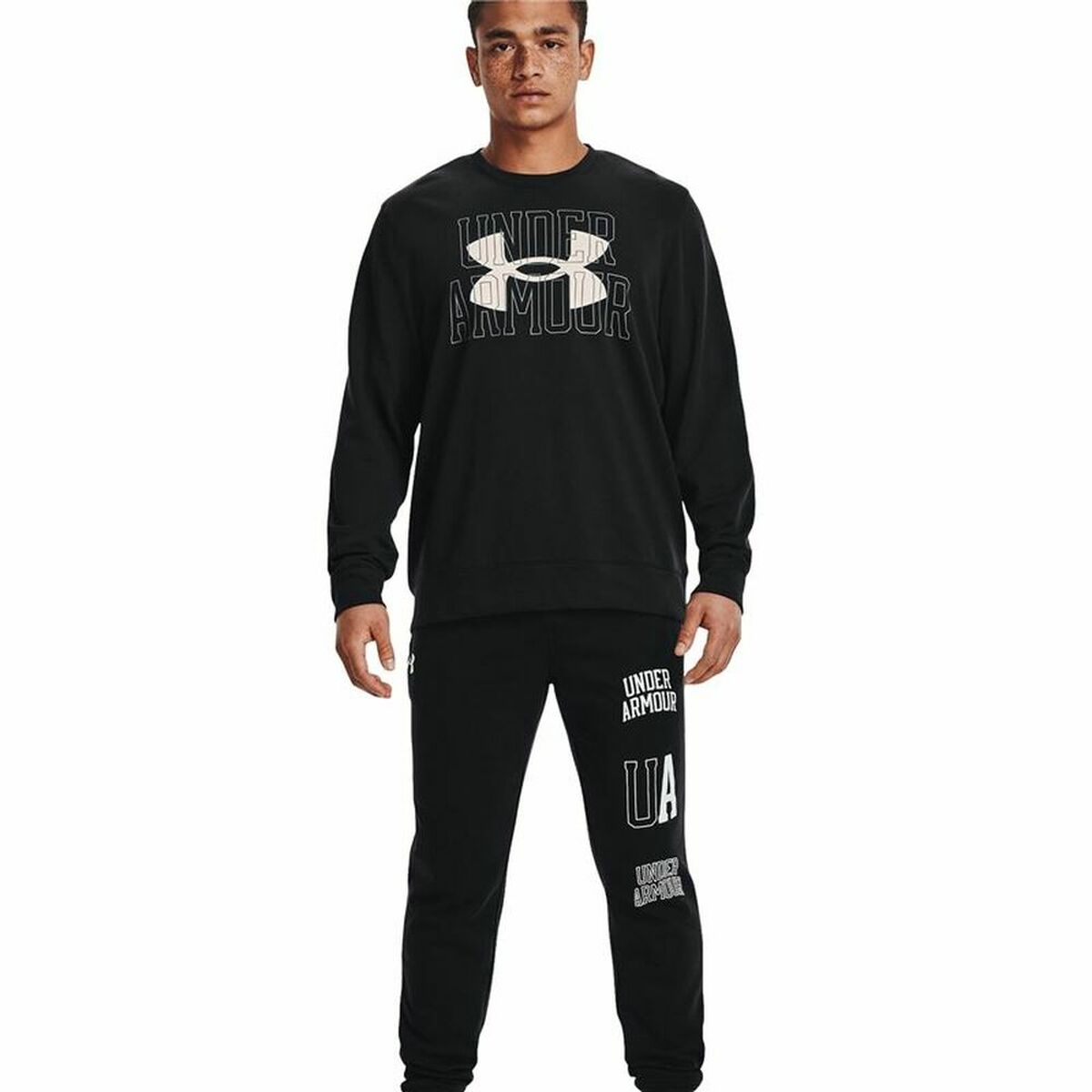 Футболка с длинным рукавом мужская Under Armour Logo Crew Чёрный-3