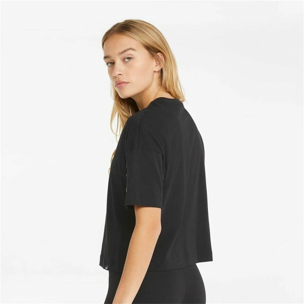 短袖女子Puma Tape Crop Black T恤-8