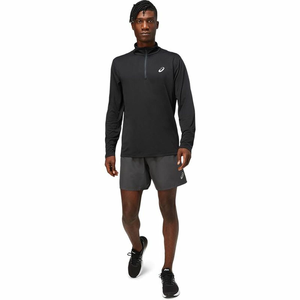 Men's Asics Core 1/2 Long Sleeve T-Shirt Black Zipped-4
