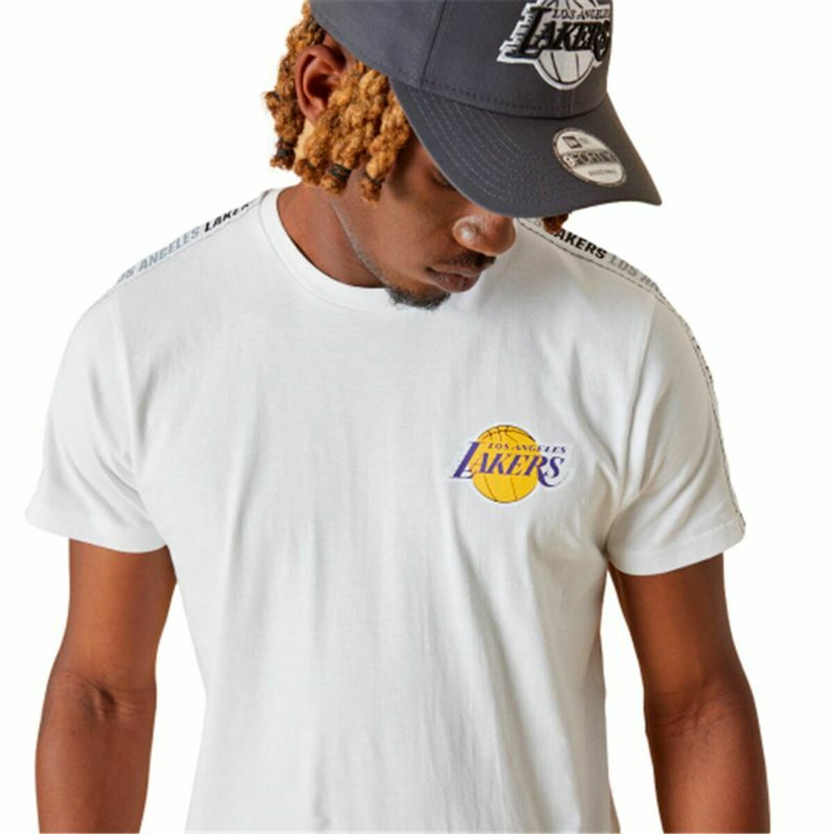 New Era LA Lakers NBA Sports Short Sleeve T-Shirt White-5
