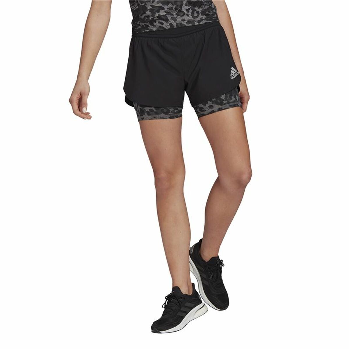 Adidas Fast 2 in 1 Women's Sports Shorts Black-4