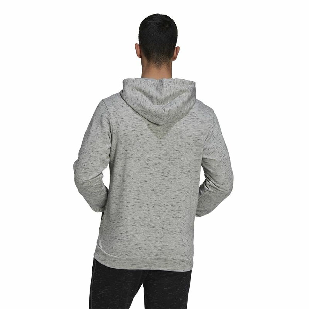 Erkek Adidas Essentials Mélange Nakışlı Hoodie Açık Gri-6