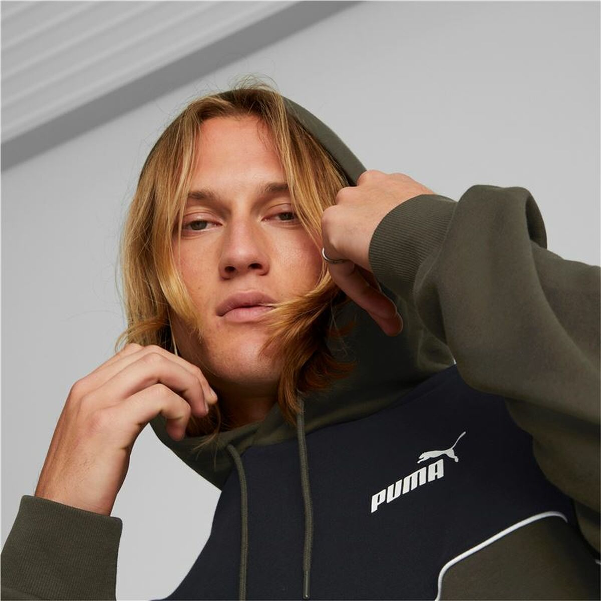 Erkek Hoodie Puma Güç Colorblock Yeşil Siyah-2