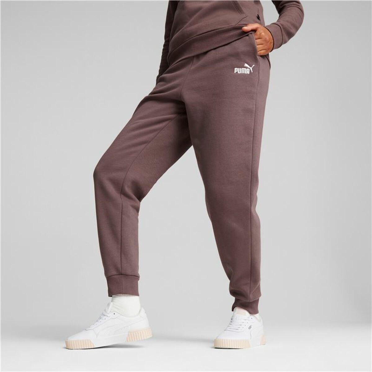 Adult Sweatpants Puma Ess + Embroidery High-Waist Brown Woman-6