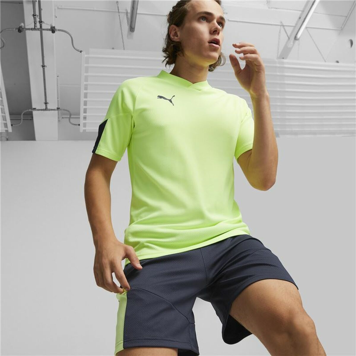 Men's Puma Individual Final Lime Green Men's Short Sleeve T-Shirt-3