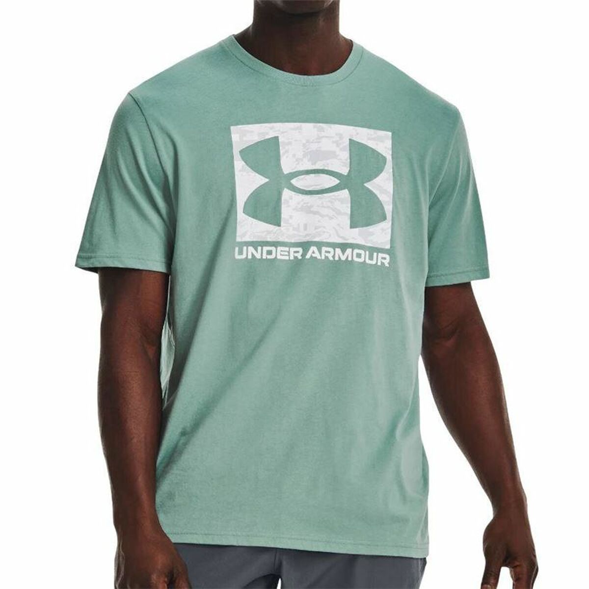 短袖衬衫男子Under Armour Camo Boxed Logo Aquamarine-2