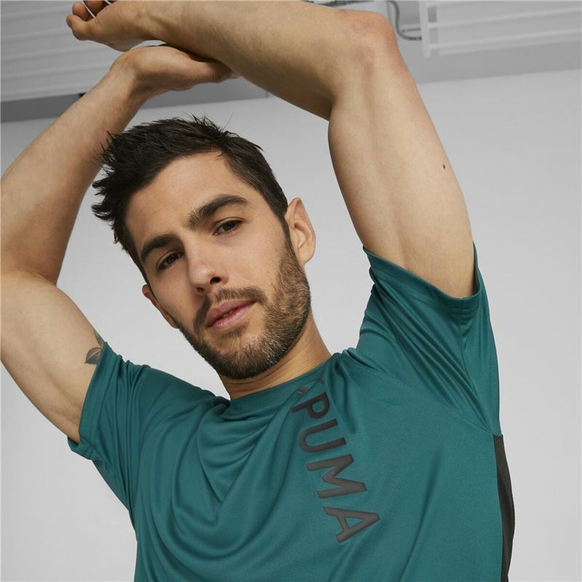 Men's Puma Dark Green Men's Short Sleeve T-Shirt-3