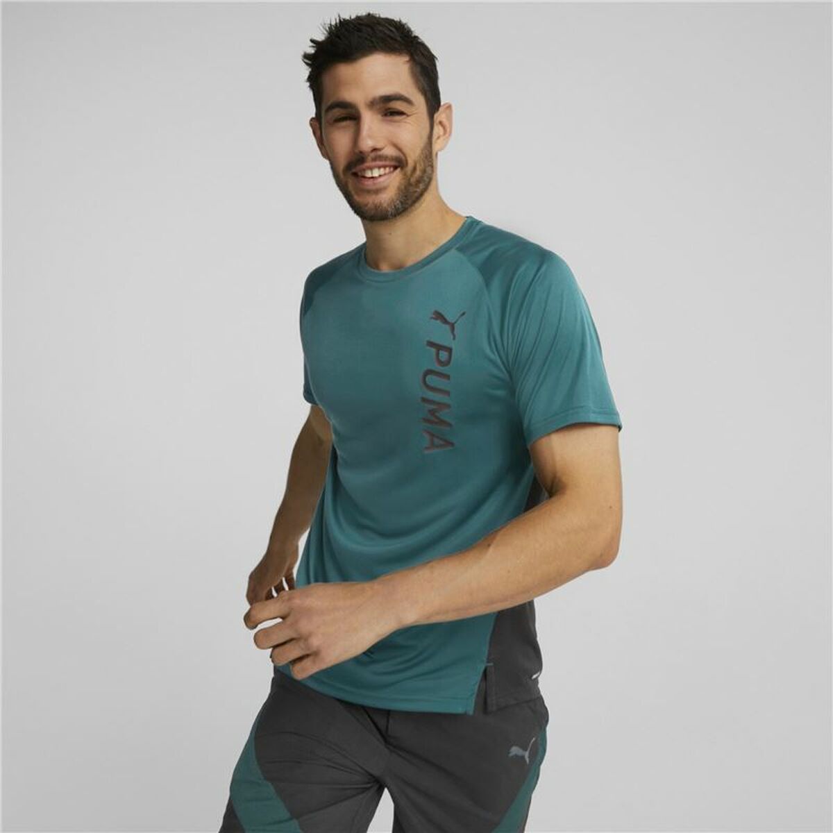 Men's Puma Dark Green Men's Short Sleeve T-Shirt-6
