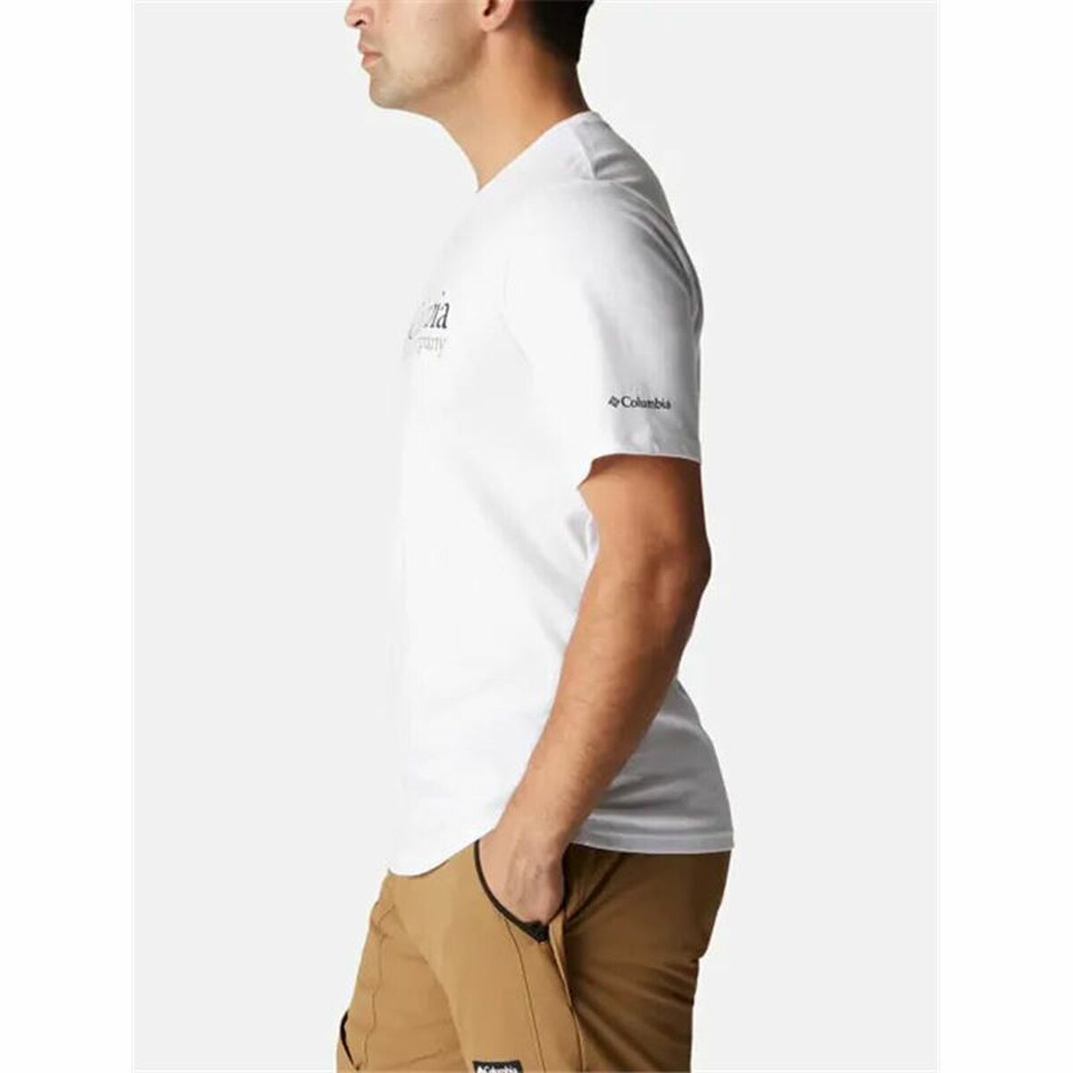 メンズコロンビアホワイトショートスリーブTシャツ-3