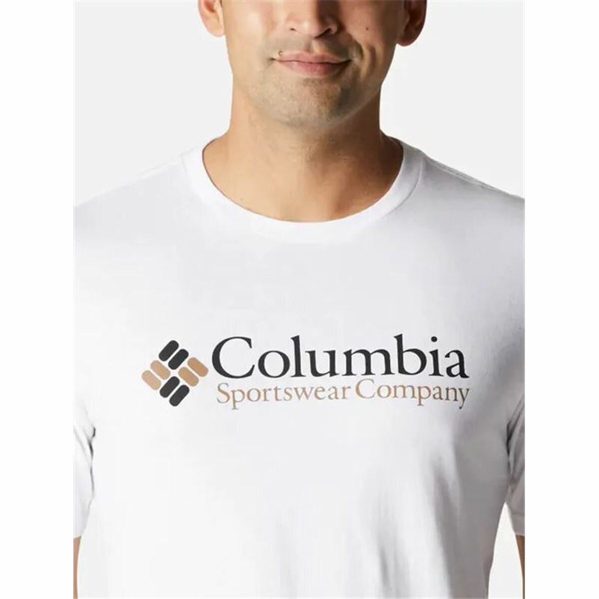 メンズコロンビアホワイトショートスリーブTシャツ-4